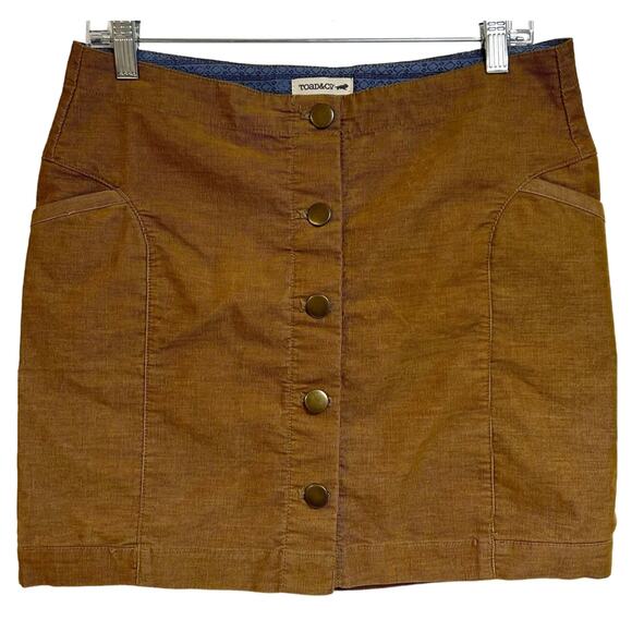 Toad & Co Fall Corduroy Short Skirt Button Down Organic Camel Brown Size 6 - Picture 1 of 7